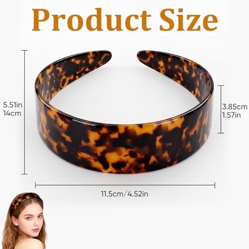 2-Pack Thick Tortoise Shell Headbands with Teeth – 1.5in Wide No-Slip Acetate Hairbands for Women, Retro Fashion Style for Daily Use (Dark & Yellowish Tortoiseshell) Avelisse