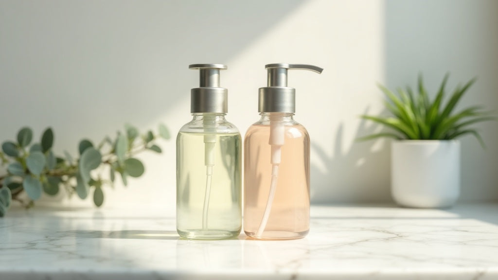 Toner vs essence UK side by side on marble vanity