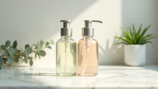 Toner vs essence UK side by side on marble vanity