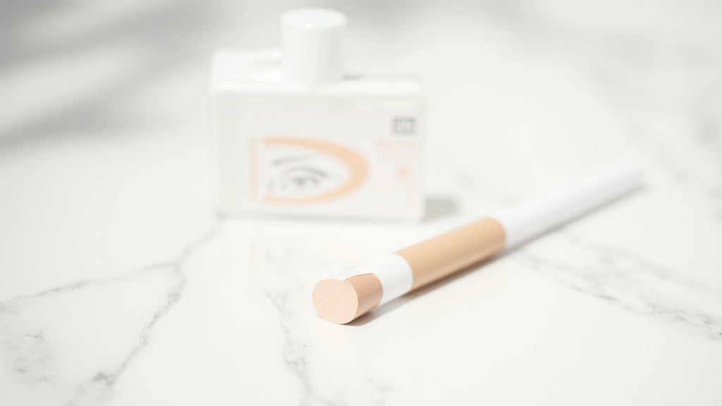 How to use eyebrow stamp stencil kit: setup on marble vanity with light brown powder