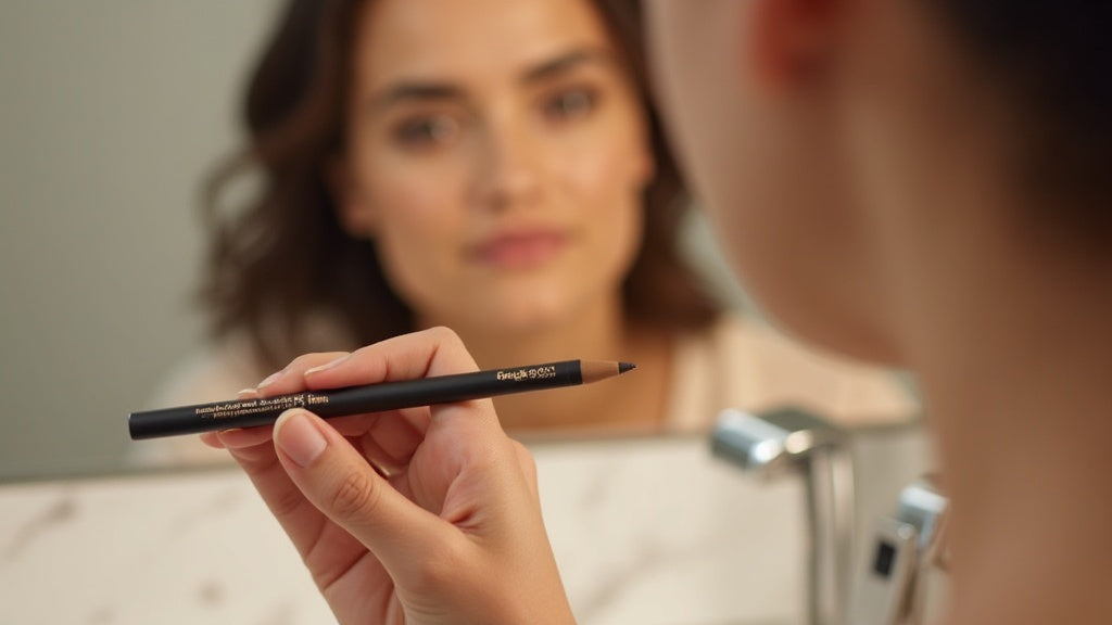 Makeup artist applies eyebrow pencil for hazel eyes, natural brows tutorial