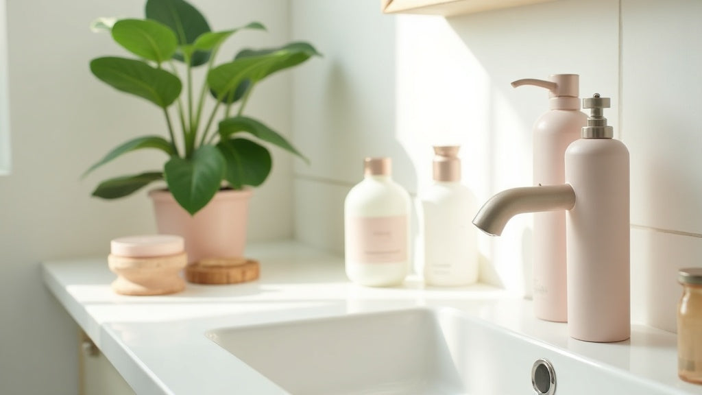 Korean skincare UK products arranged on a bathroom counter, representing common mistakes and fixes.