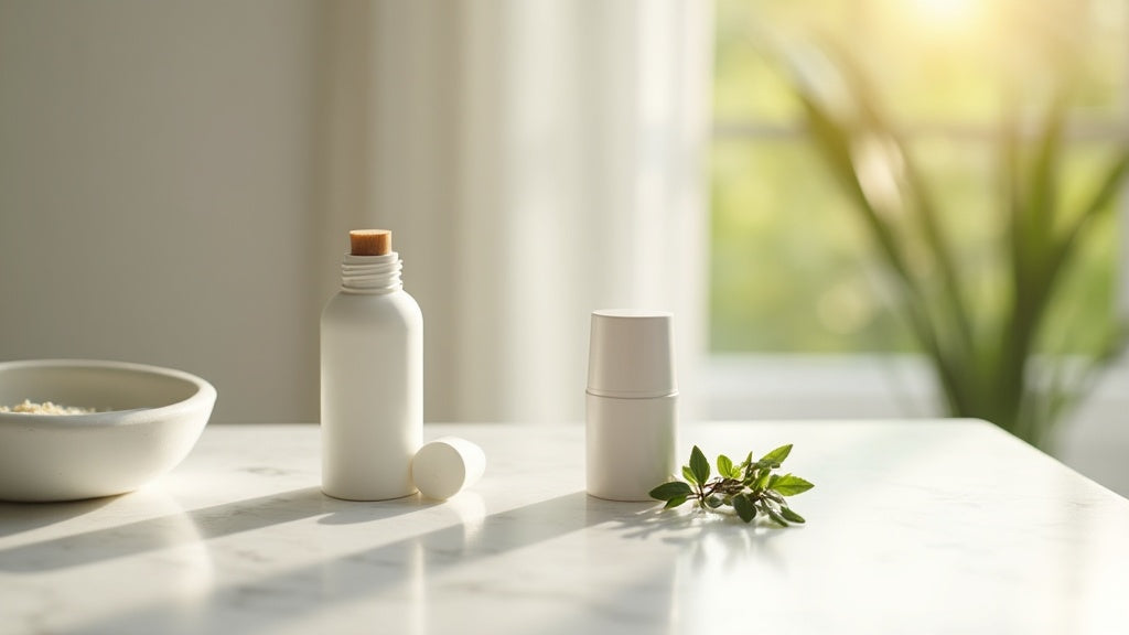 Deodorant vs antiperspirant UK comparison on marble vanity