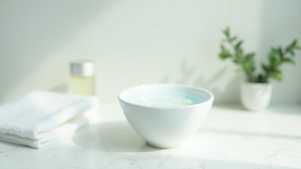Hydrating sheet mask UK on marble vanity with skincare products