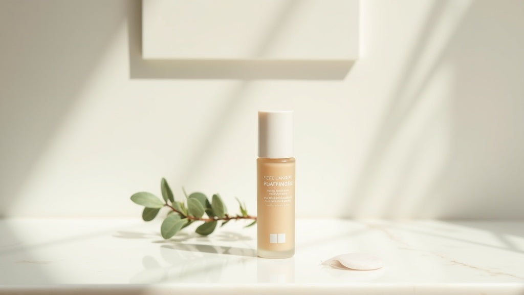 How to apply fake tan UK with a self-tanner bottle and application mit on marble surface