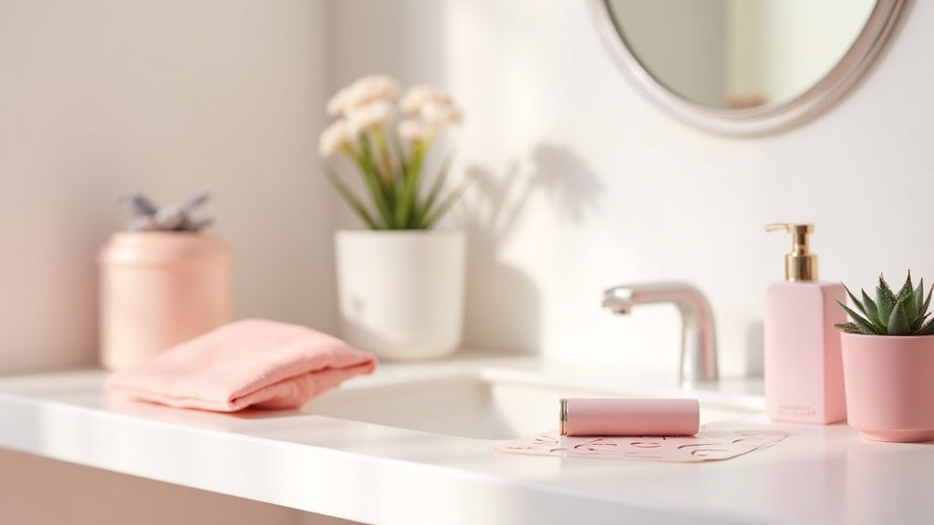 eyebrow stamp uk stencil kit on bathroom counter with natural light