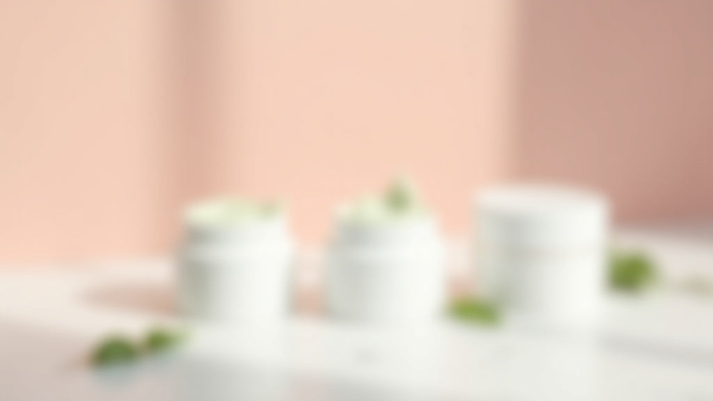Redness calming cream UK on marble vanity with green stem