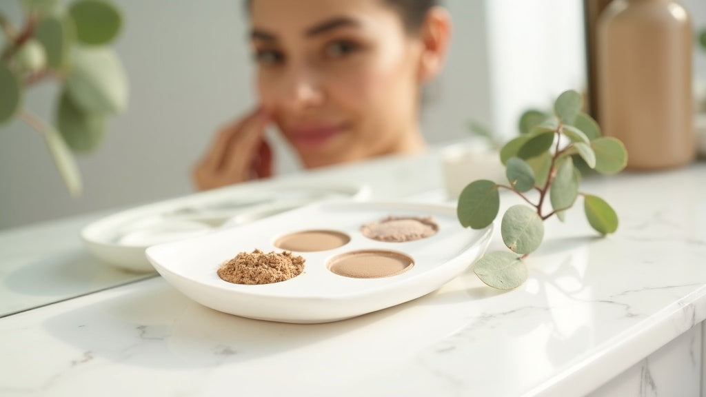 Eyebrow stamp stencil kit on marble vanity for comparing eyebrow stamp vs microblading