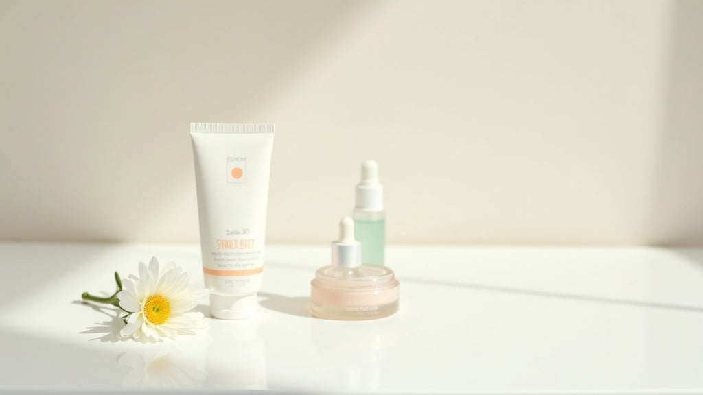 Sunscreen guide for beginners UK - SPF product on marble vanity
