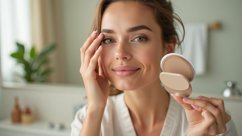 Woman using an eyebrow stamp uk kit for quick brows