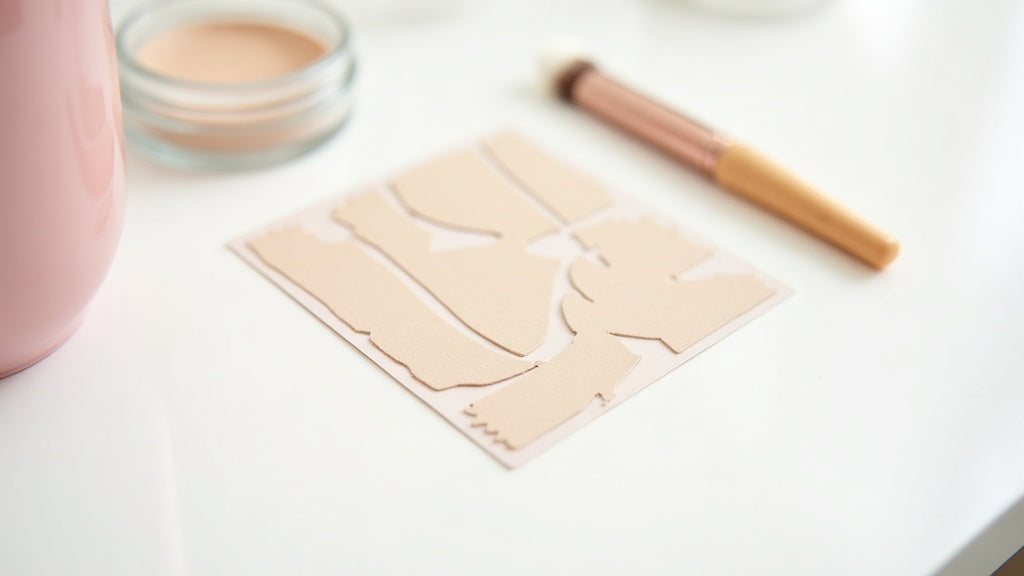 Eyebrow stamp UK kit on white table with powder and brush
