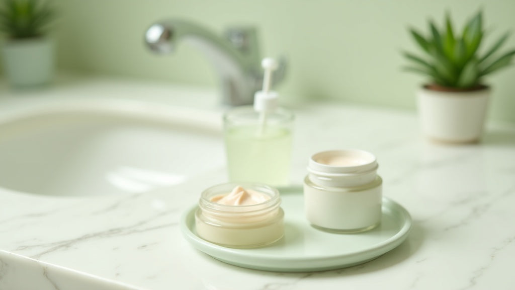 Collagen eye patches vs gel eye masks displayed on marble vanity for skincare comparison