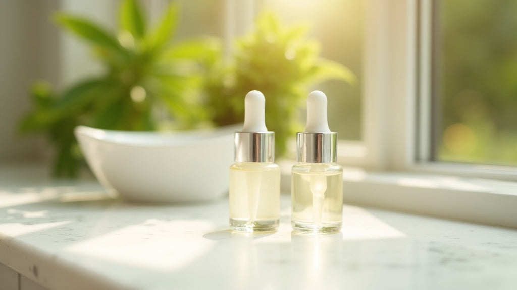 Best serum for oily skin UK on marble vanity with natural light