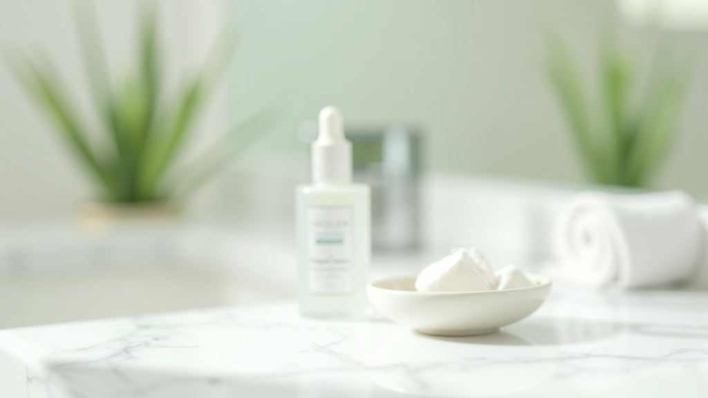 Best facial peel UK product on marble vanity with natural light