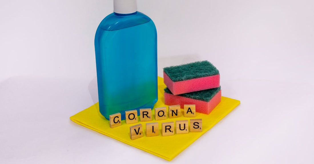 A bottle of shaver cleaning solution on a bathroom shelf, illustrating a cleaners buying guide for UK shoppers.