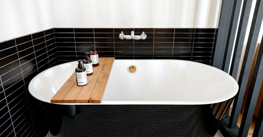 Shampoo bottles for dry scalp lined on a bathroom shelf – best shampoo for dry scalp UK