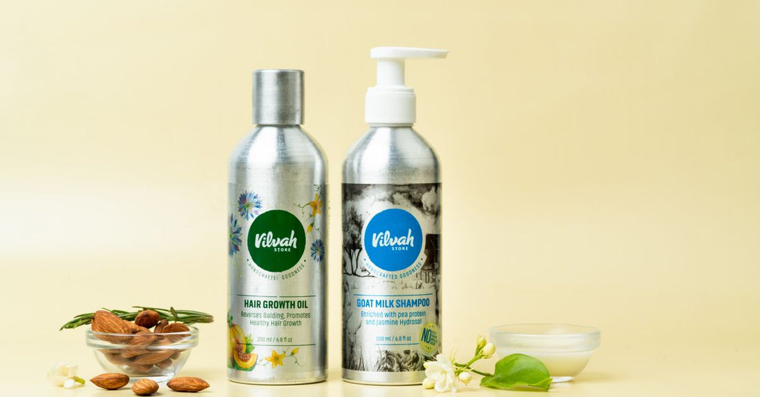 Best shampoo for hair growth bottles arranged on a bathroom shelf, including caffeine and ketoconazole formulas.