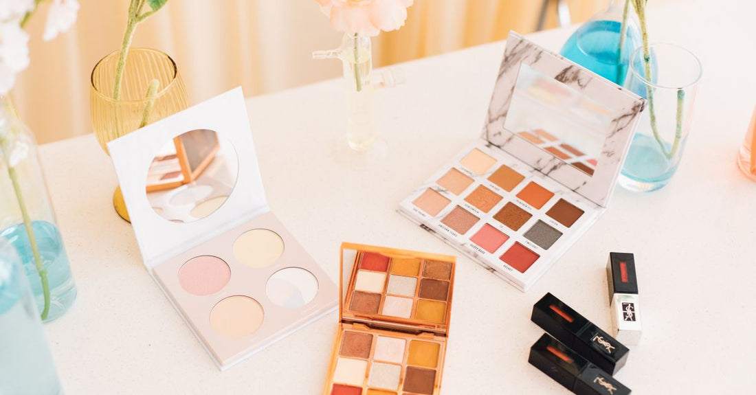 Warm-toned eyeshadow palette with gold, copper, and plum shades, ideal as the best eyeshadow palette for brown eyes UK.