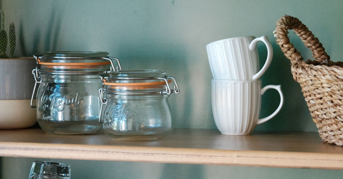 A row of moisturiser jars on a shelf, illustrating how to choose creams for gifting in the UK.