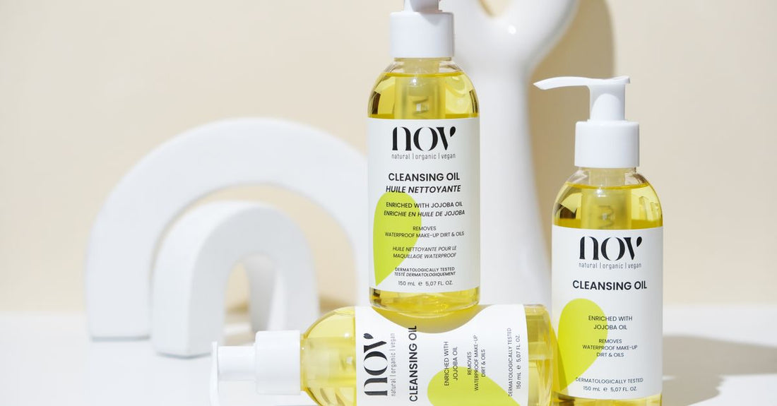 Best makeup cleansing oils UK 2026: a sleek cleansing oil bottle on a marble surface, representing premium British beauty choices.