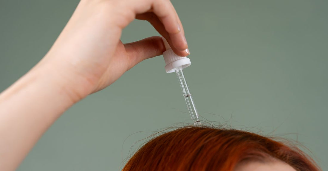 A collection of best hair regrowth treatment products for women UK including serums and oils on a clean white background.