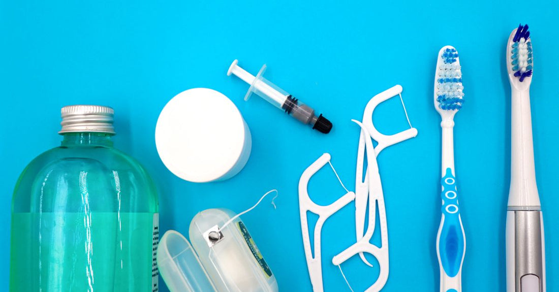 Two mouthwash bottles on a clean bathroom shelf, representing the best mouthwash for fresh breath UK options.