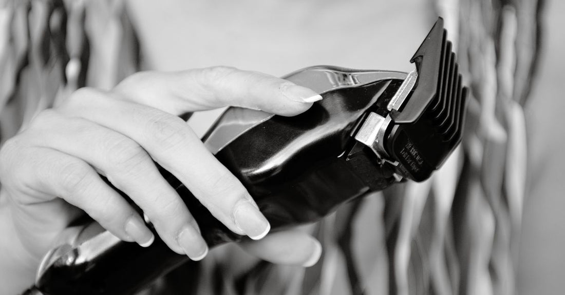 Professional hair clippers and fading guide combs on a clean white surface, demonstrating how to fade hair with clippers.