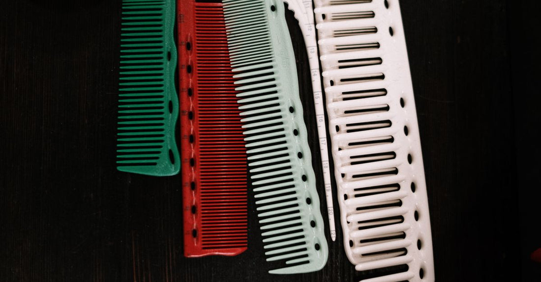 A professional teasing comb and brush set on a white background, demonstrating how to tease hair for volume.