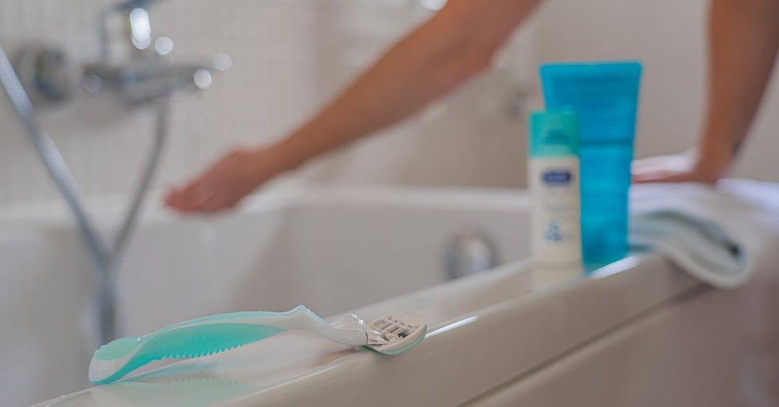 Different body wash bottles on a bathroom shelf, illustrating how to choose body washes for different skin types.