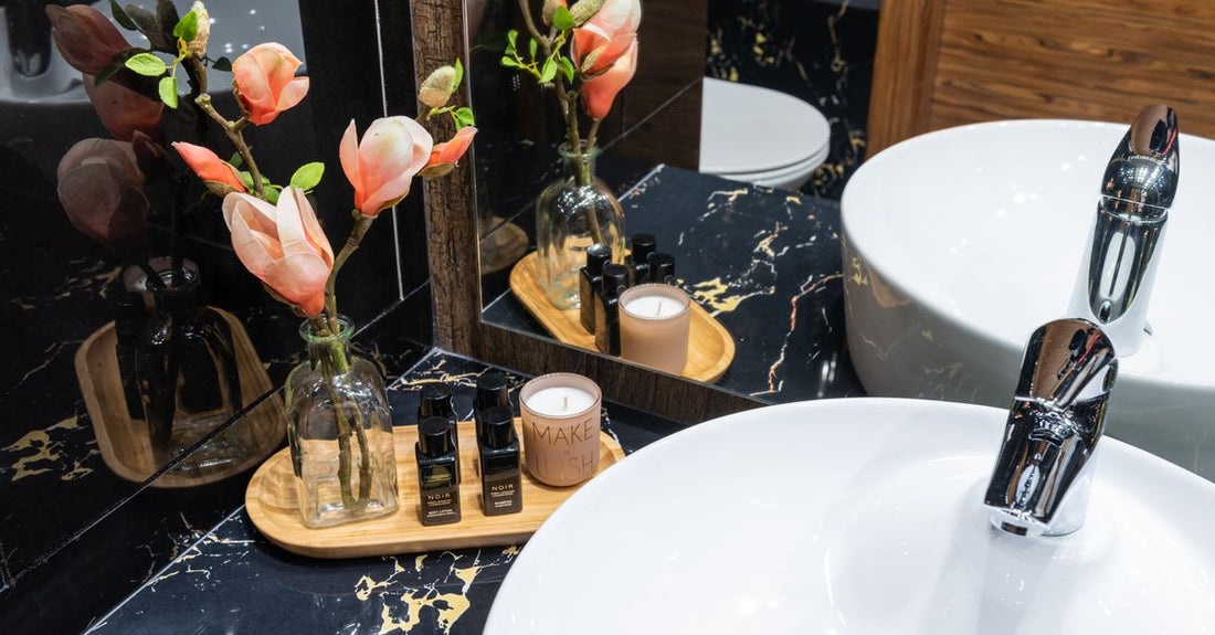 A sleek hand wash bottle on a marble surface, illustrating how to choose hand wash that complements both skin and decor.