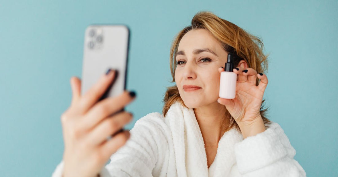 A flatlay of facial kit products including cleanser, serum and moisturiser on a light background, illustrating how to choose facial kits.