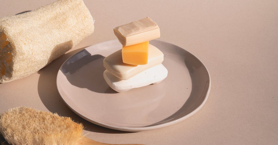 A natural oatmeal soap bar, one of the best soap for eczema UK options, resting on a clean surface.