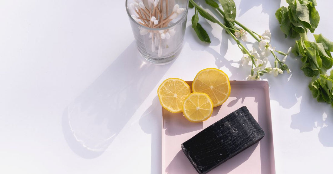 Collection of gentle, fragrance-free soap bars for sensitive skin, arranged on a clean surface