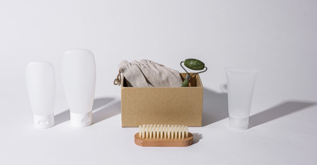 A flatlay of best starters UK 2026 skincare kits on a marble surface