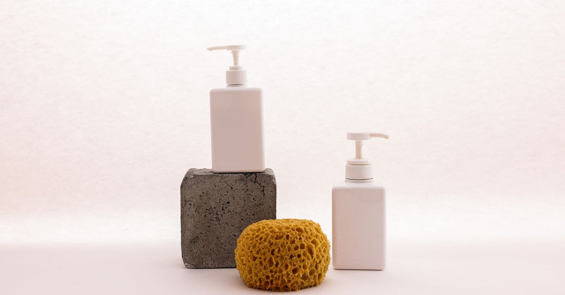 Bottle of hair regrowth shampoo on a bathroom shelf, demonstrating how to use hair regrowth shampoo properly