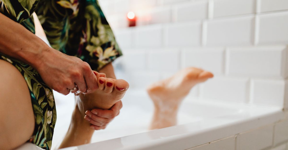 A white modern foot spa basin filled with water, ready for a relaxing at-home pedicure session in the UK.