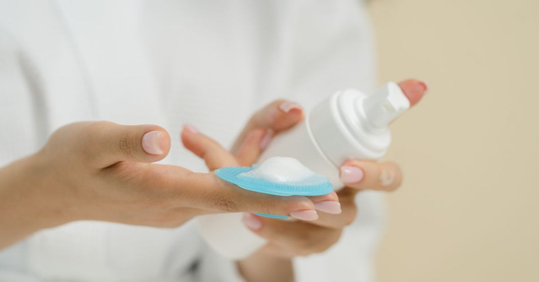 A sleek bottle of cleansing foam on a light background, representing the best foams UK 2026 for healthy skin.