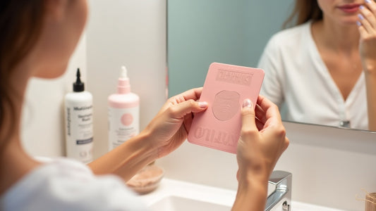 Woman using eyebrow stamp stencil kit for perfect brows in UK beauty routine
