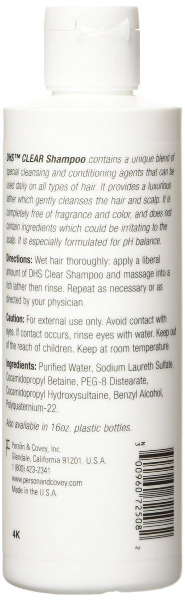 DHS Clear Shampoo for Daily Cleansing – Mild, Non-Medicated Formula, 8 fl oz Avelisse