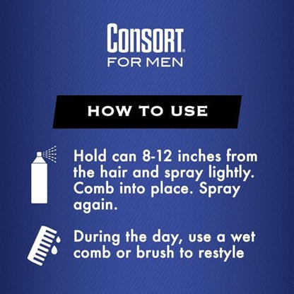 Consort For Men Hair Spray Regular Hold 8.3 oz - Clear Finish Styling Spray Avelisse
