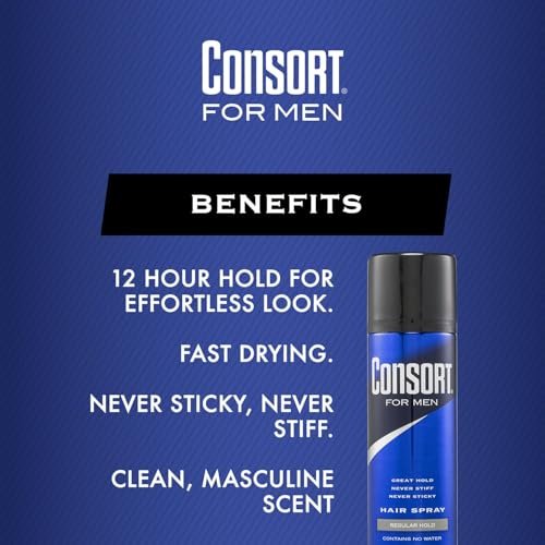 Consort For Men Hair Spray Regular Hold 8.3 oz - Clear Finish Styling Spray Avelisse