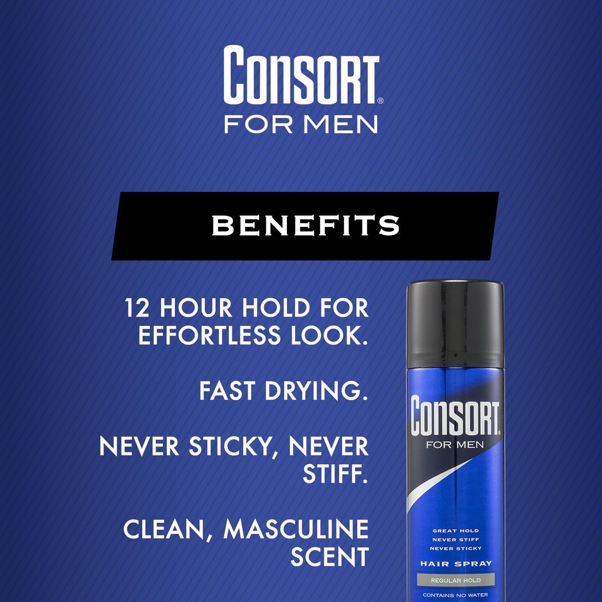 Consort For Men Hair Spray Regular Hold 8.3 oz - Clear Finish Styling Spray Avelisse