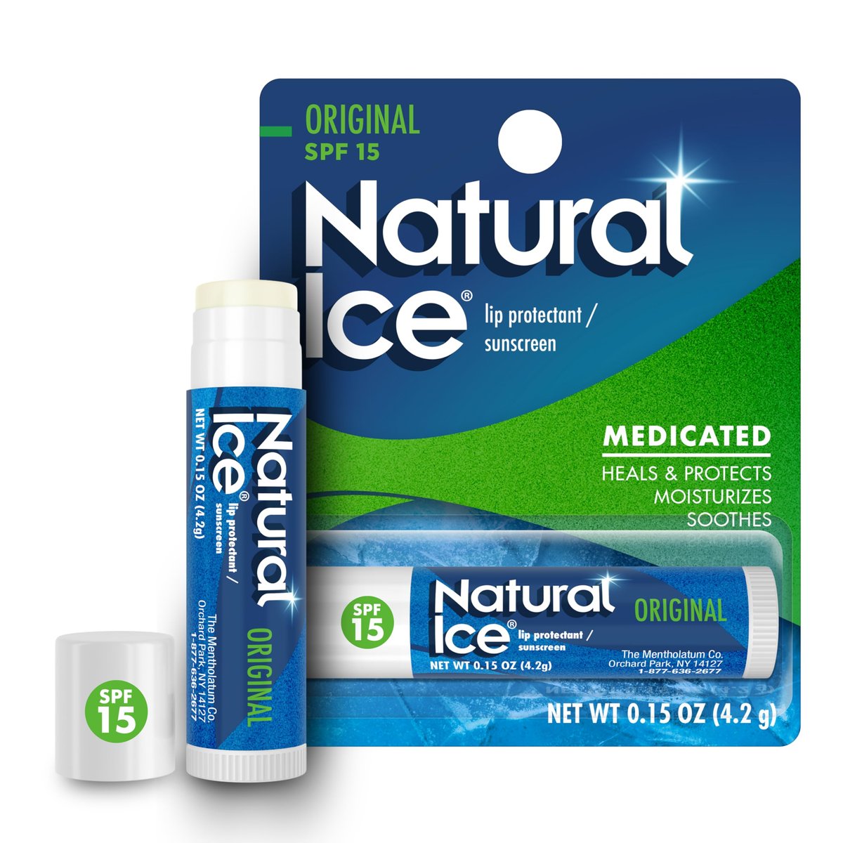 Mentholatum Natural Ice Original Medicated Lip Balm – 12-Pack, SPF 15, Moisturizing Formula for Dry, Chapped Lips - görsel 2