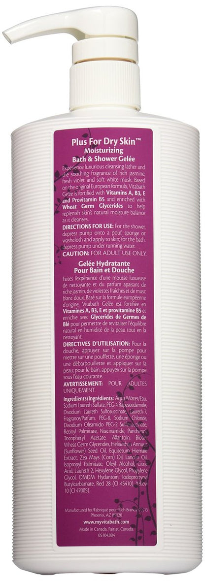 Vitabath Moisturizing Bath & Shower Gelee for Dry Skin, 32 oz – Hydrating Body Wash Avelisse