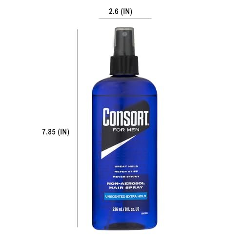 Consort Hair Spray for Men, Extra Hold, Unscented, Non-Aerosol - 8 oz (Pack of 4) - 32 oz Total Avelisse