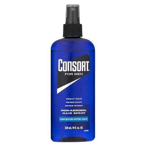 Consort Extra Hold Unscented Non-Aerosol Hairspray - 8 oz | Strong Hold, No Scent, Pump Spray Avelisse