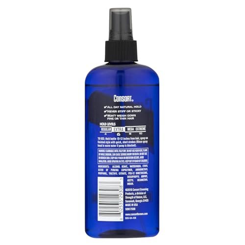 Consort Extra Hold Unscented Non-Aerosol Hairspray - 8 oz | Strong Hold, No Scent, Pump Spray Avelisse