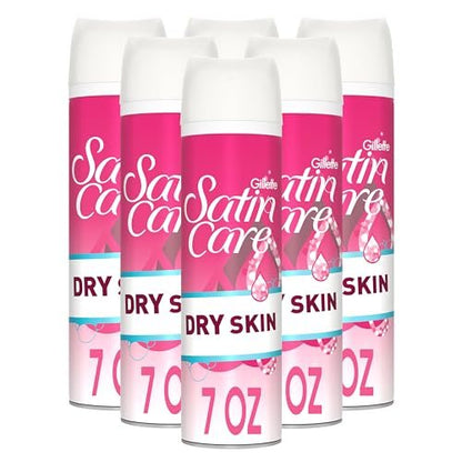 Gillette Venus Satin Care Dry Skin Shave Gel for Women, 6 Count, 7oz Each - Infused with Shea Butter for a Comfortable Shave Avelisse