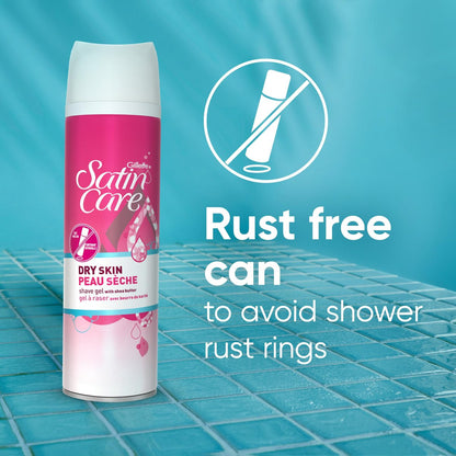 Gillette Venus Satin Care Dry Skin Shave Gel for Women, 6 Count, 7oz Each - Infused with Shea Butter for a Comfortable Shave Avelisse