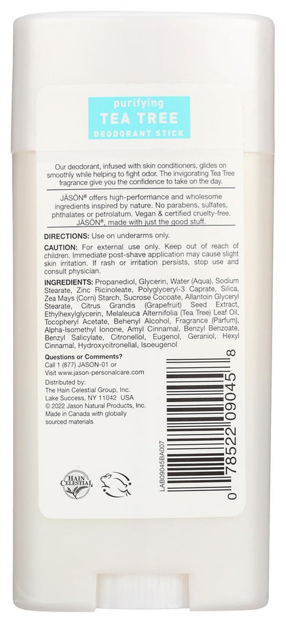 JASON Aluminum Free Deodorant Stick, Purifying Tea Tree, 2.5 oz